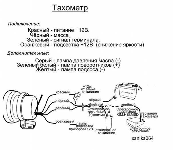 Схема подключения тахометра на ваз 2106, 2107, 2109, 2110, 2013