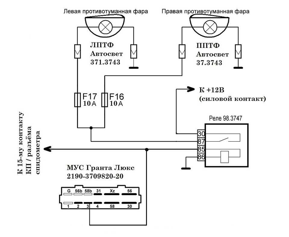 Схема подключения противотуманок через реле гранта - 89 фото