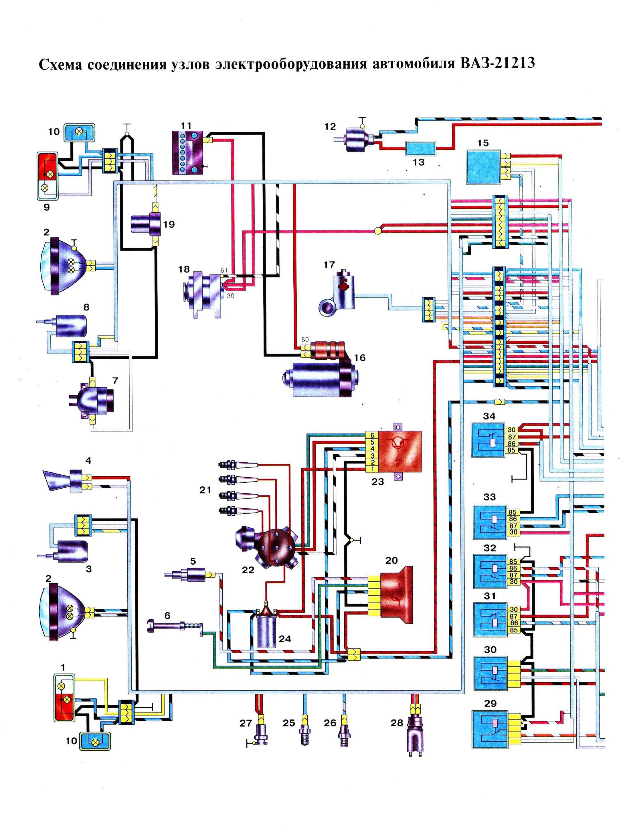 Схема электрооборудования lada 4×4 (ваз 21213, 21214)