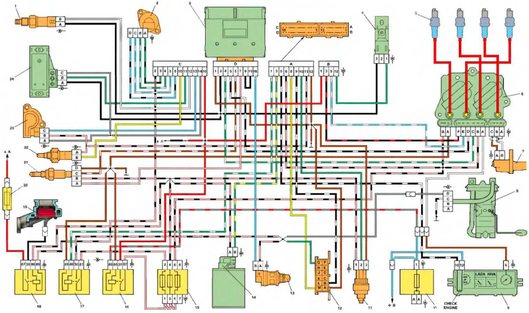 Схема электрооборудования автомобиля ваз-2121 «нива»