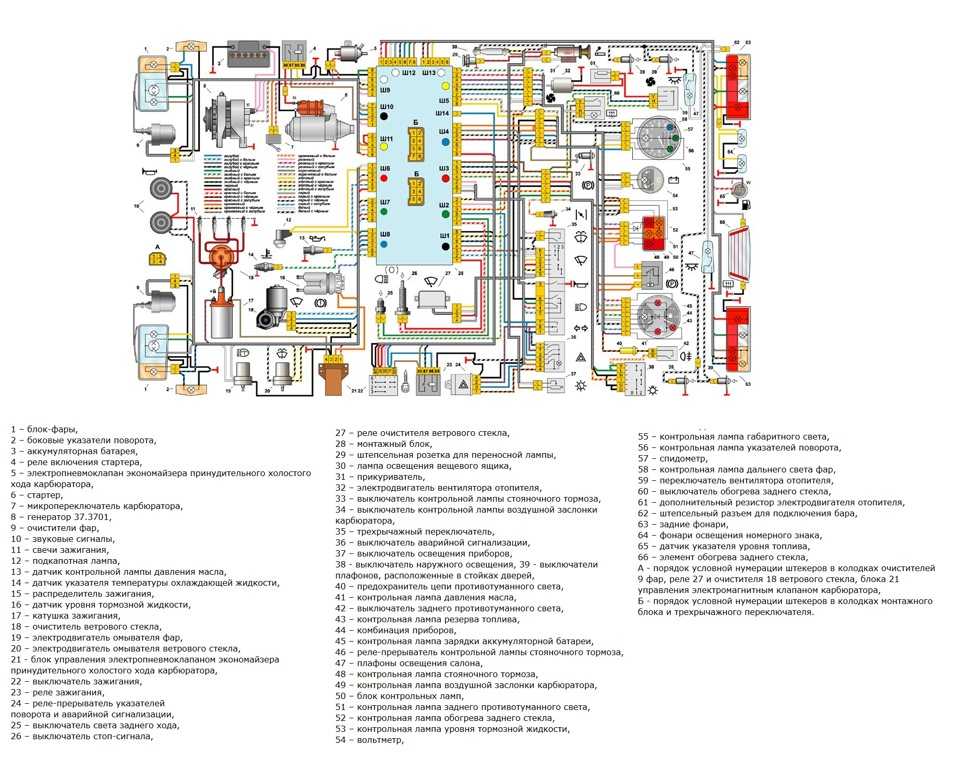 Схема электрооборудования ваз-2104 (карбюратор, инжектор) с описанием