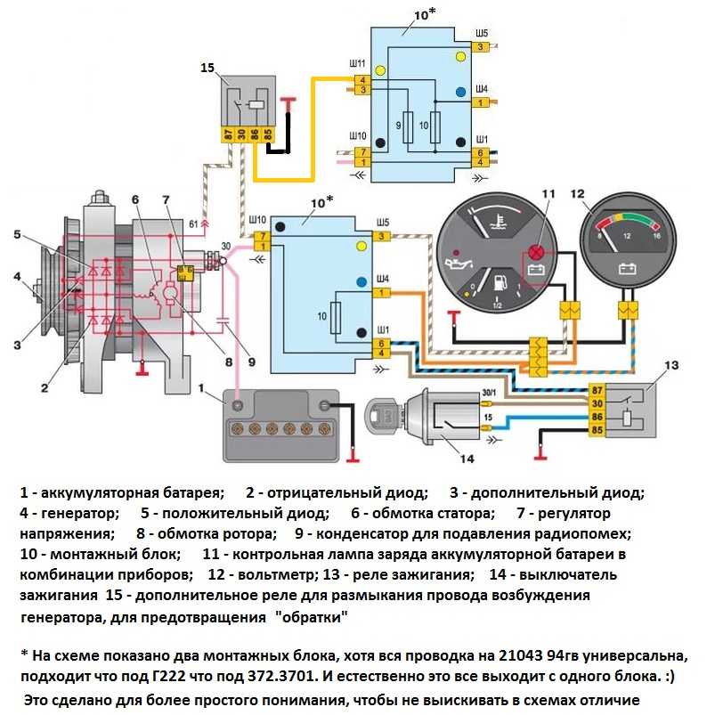 Подключение генератора ваз-2106: схема, полная инструкция